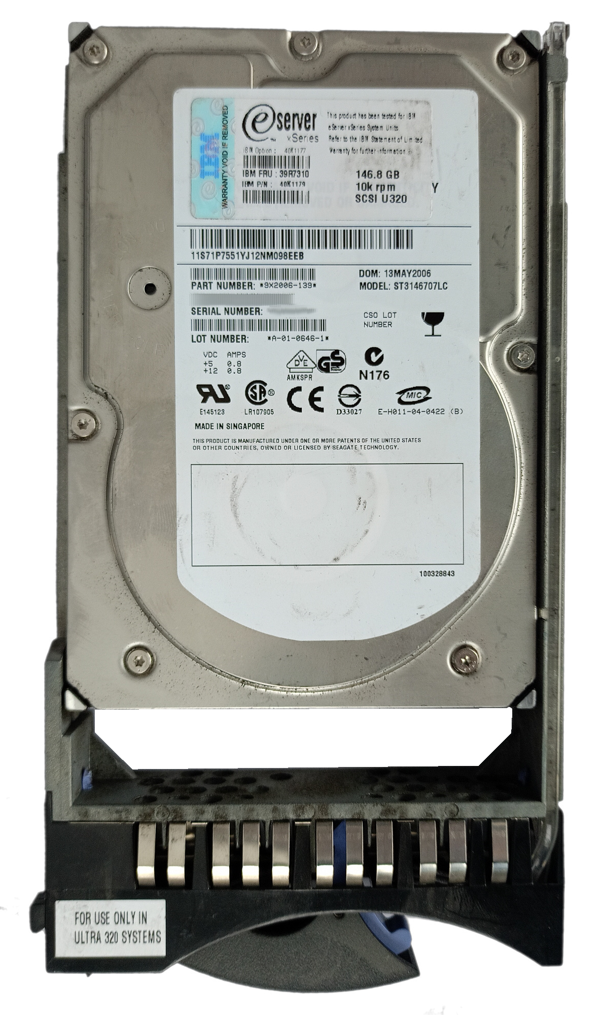 IBM 39R7310 146.8GB Ultra320 SCSI 10K RPM, 3.5-inch Hard Drive - obrazek 3