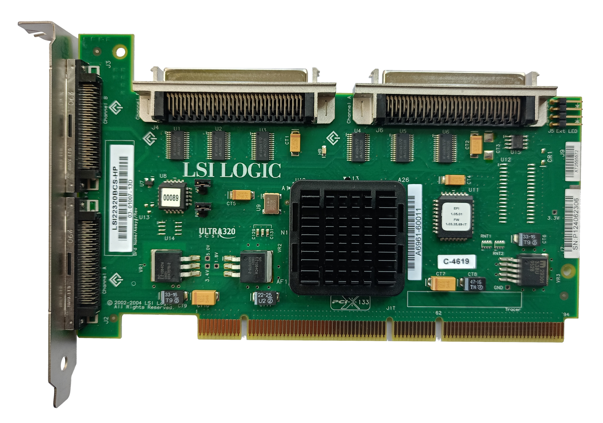 LSI 22320BCS-HP A6961-60011 DUAL CHANNEL Ultra 320 SCSI LVD/SE PCI-X 64-Bit/133MHz