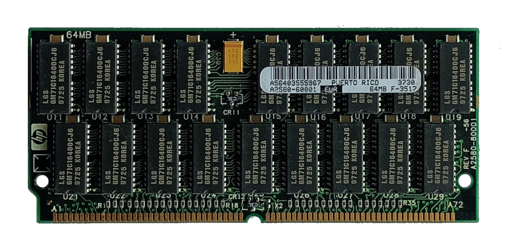 HP A2580-60001 64MB EDO ECC 50ns 72-Pin SIMM Memory Module