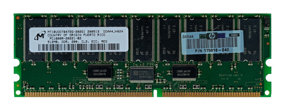 MICRON HP 175918-042 CL2 512MB 200MHz PC1600R-20221-B2 registered ECC DDR DIMM memory module