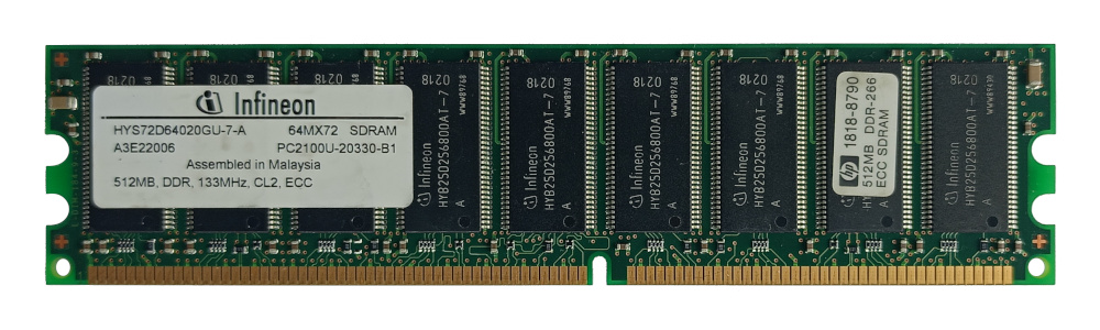 HP 1818-8790 PC2100U-20330 512MB PC2100U 133MHz CL2 ECC DDR DIMM memory module INFINEON
