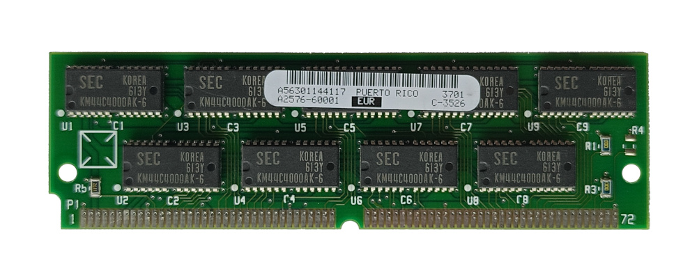 HP A2576-60001 16MB ECC 60ns 72-Pin SIMM Memory Module