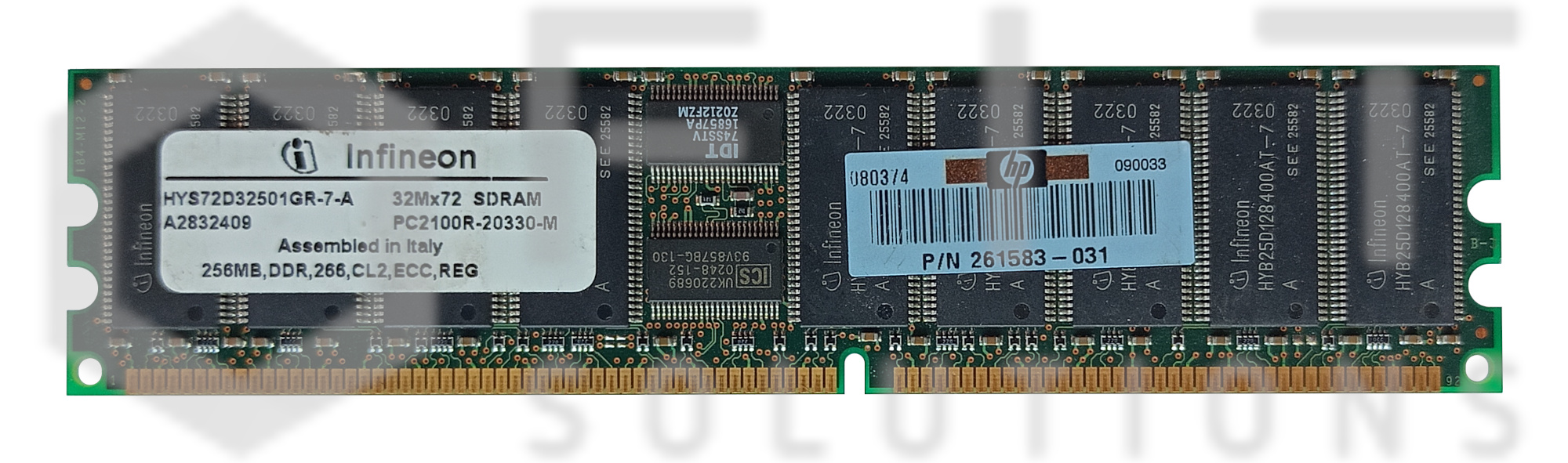 HP 261583-031 Infineon HYS72D32501GR-7-A 256MB PC2100R 266MHz CL2 registered ECC DDR DIMM memory module